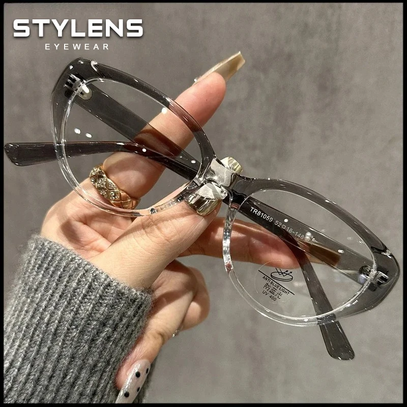 STYLENS Trendy Oval Anti Blue Light Myopia Prescription Glasses Anti-reflection Reading Glasses Customizable Progressive Eyewear