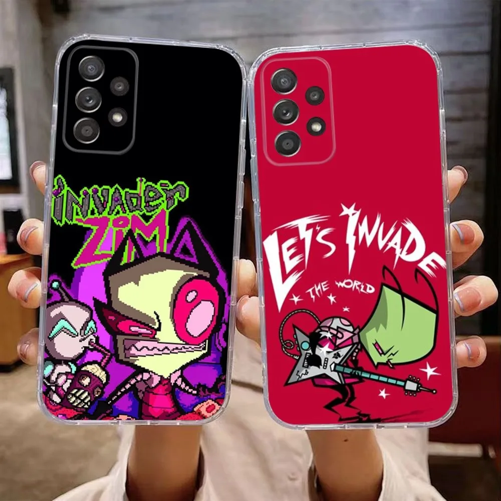 

Cartoon I-Invader Z-Zim Phone Case For Samsung Galaxy A71,70,52,51,40,31,A50,30S,21S,Note20ultra Transparent Cover