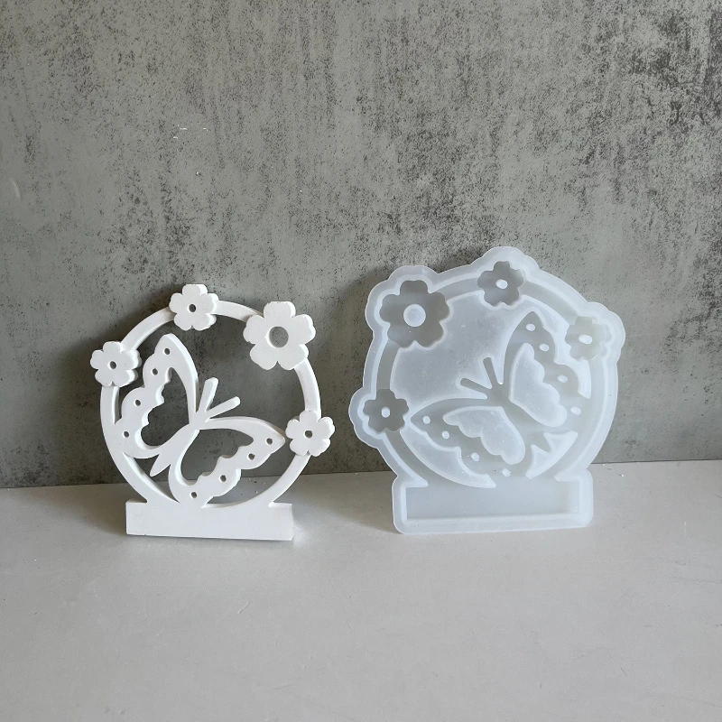 Butterfly Candlestick Silicone Mold Clover Shape Tea Light Candle Holder Ornament Making Plaster Resin Craft Molds