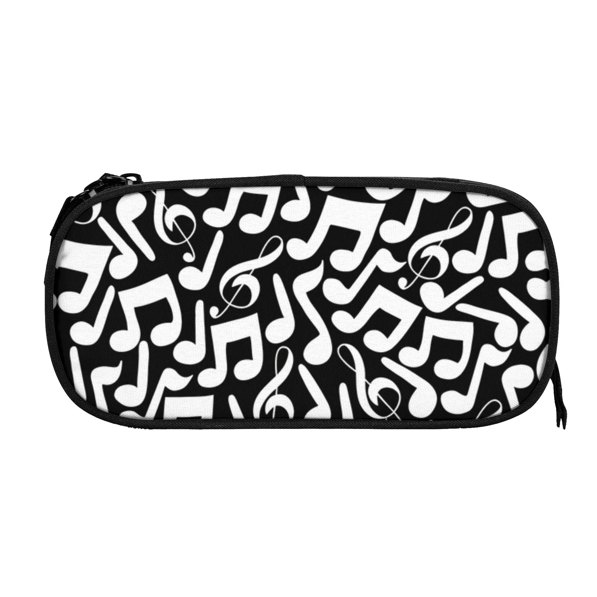 1 piece Stylish Black And White Pencil Case Student Pen Bag Music Notes School Pencil Pouch