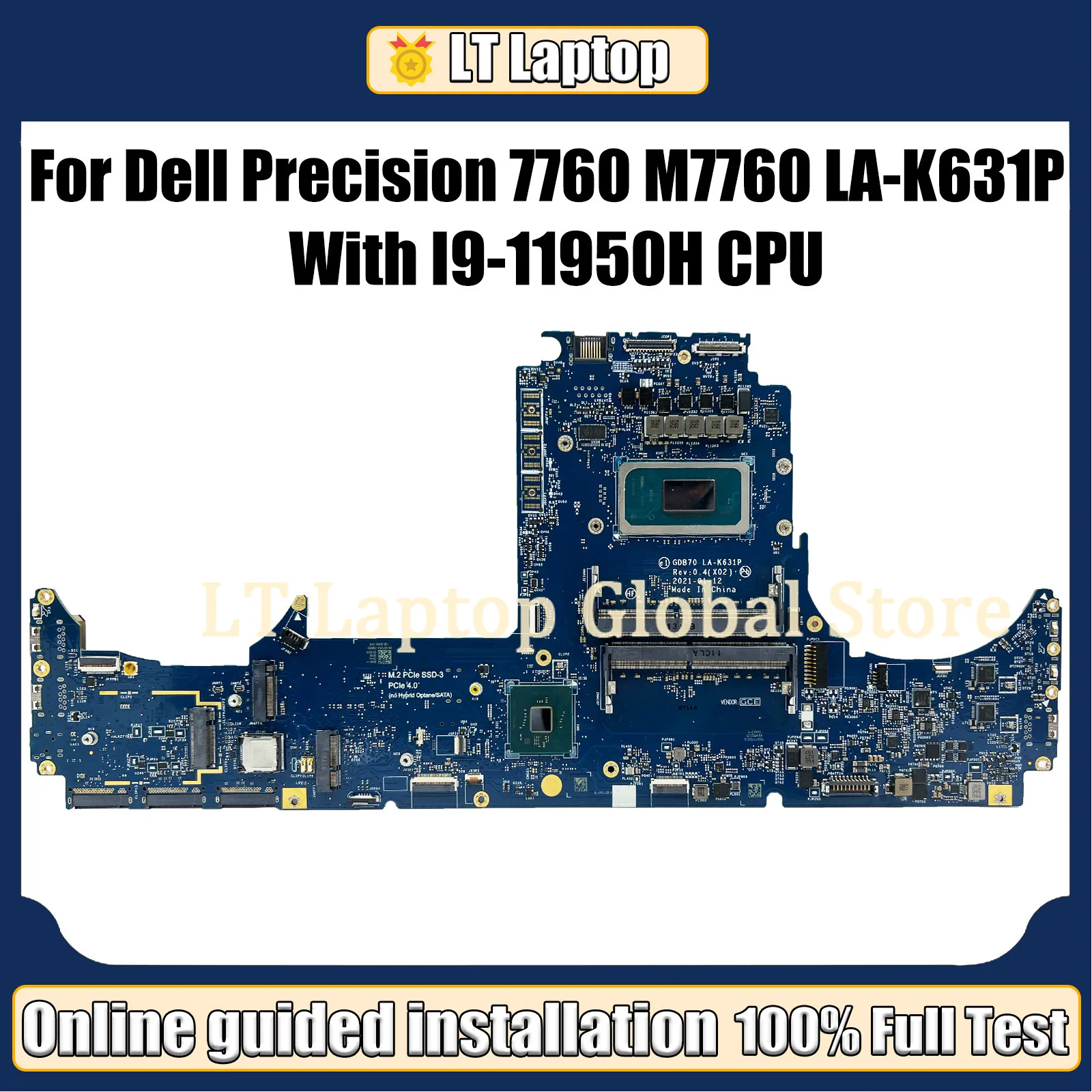 

LT LA-K631P with I9-11950H CPU For Dell Precision 7760 M7760 Laptop Motherboard CN-0G24C4 G24C4 Mainboard Fully Tested