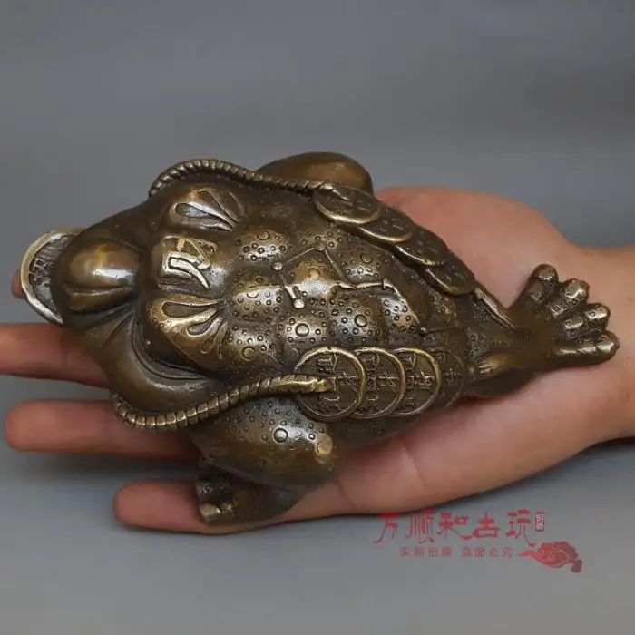 Antique bronze copper three foot seven lucky toad feng shui ornaments crafts