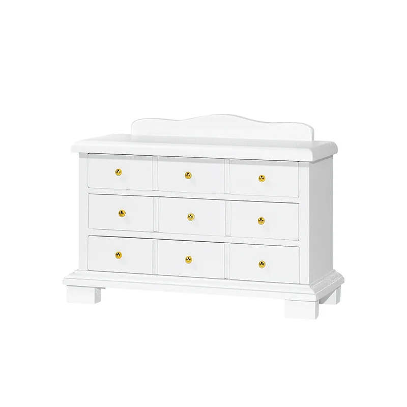 

1:12 Inch Wooden Three-layer Sideboard Restaurant Scene Photography Props Dollhouse Accessories for Shop Scene Decoration