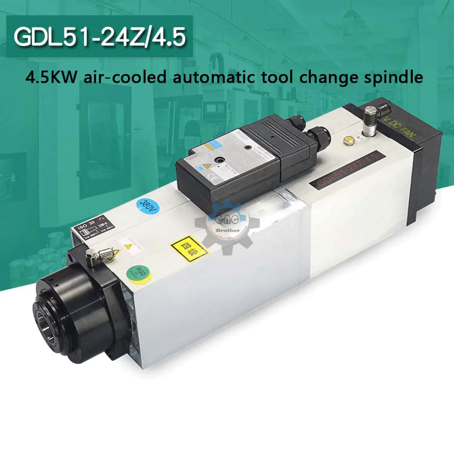 GDL51-30-24Z/4.5 High speed 24000rpm ATC Spindle Motor 380V 4.5kw ISO30 Air Cooled Spindle Motor 800HZ