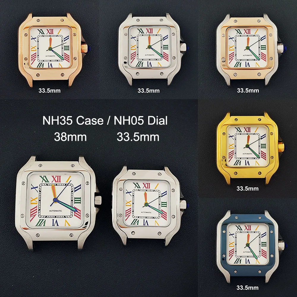 Roman numeral square dial color dial NH05 23.5mm/NH35 27mm watch replacement suitable for NH05/NH35 movement watch accessories