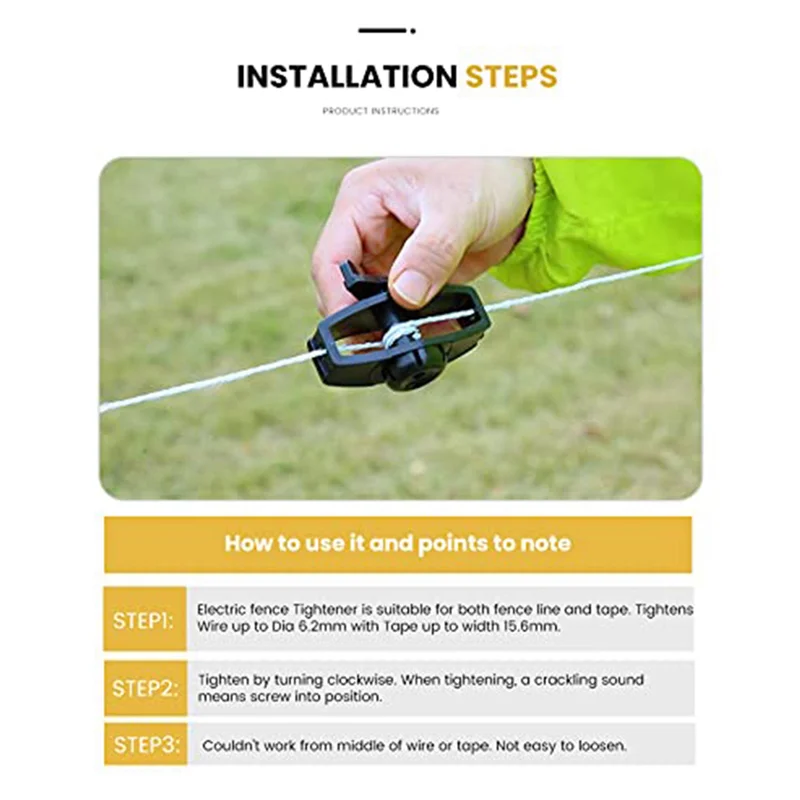 ABBN-Plastic Electronic Fence Wire Tensioner Livestock Electric Fence Wire Portable Tape Tighteners For Farm Accessories 96Pc