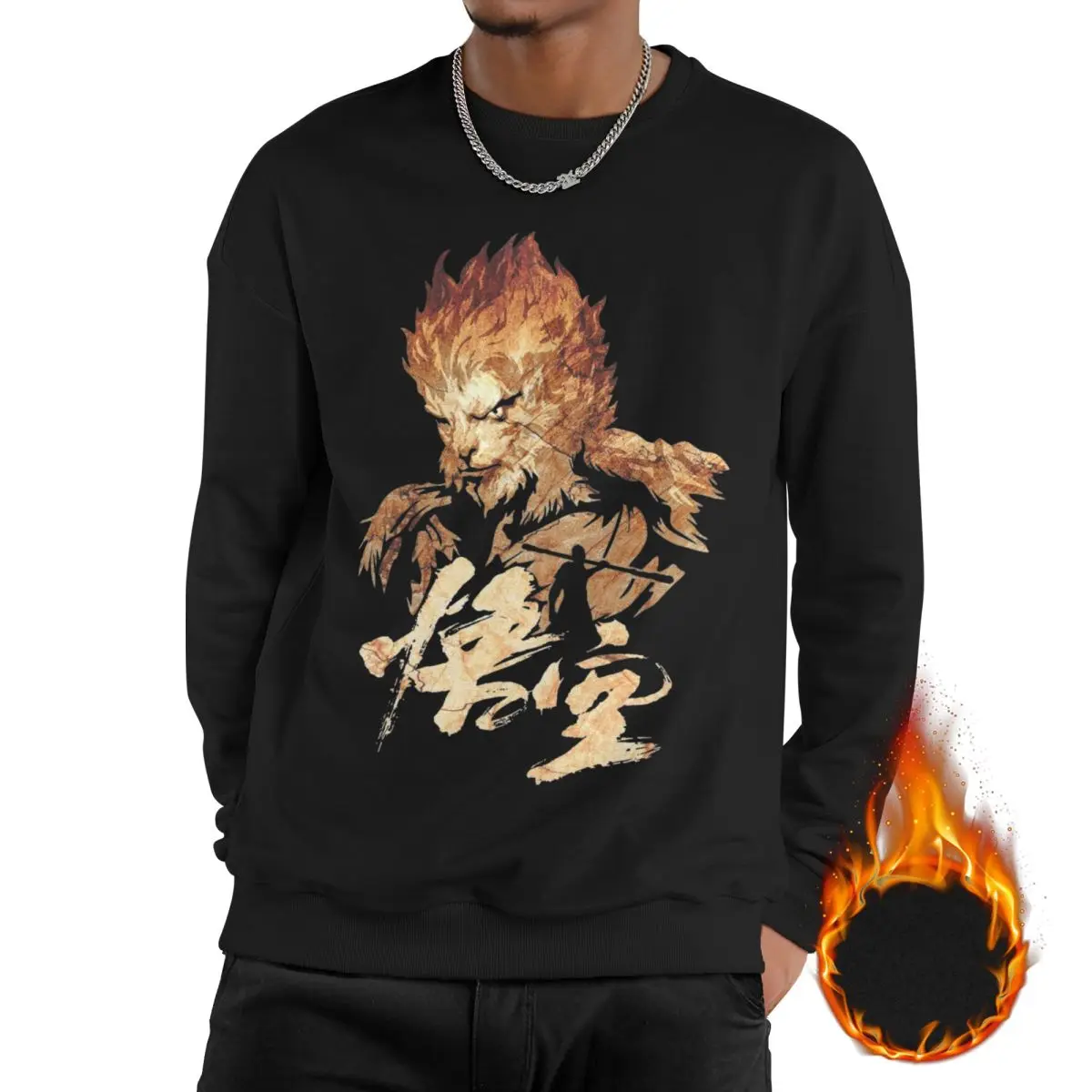 

Casual Black Myth Wukong Video Game Sweatshirt Unisex Fleece Lined Long Sleeve Shirts Warm Thick Gamer Gaming Sweatshirts Hoodie