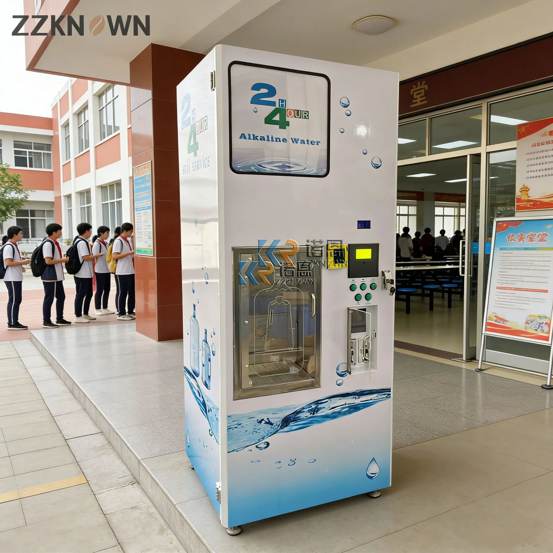 

Автоматический комбинированный вендинговый аппарат для напитков и закусок с функцией индивидуальной настройки: холодные напитки и вода