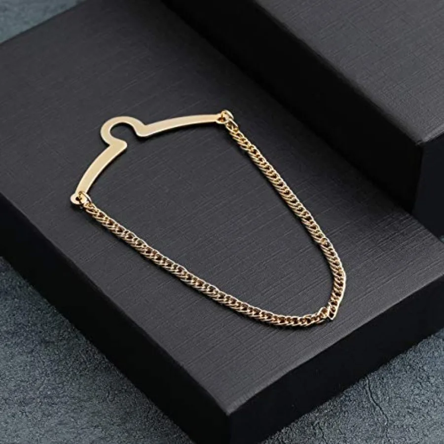 مجموعة مشابك ربطة العنق الذهبية الفضية الأنيقة مع سلسلة ربط ودبابيس طوق ربطة عنق للارتداء الرسمي مثالية لاجتماع الأعمال