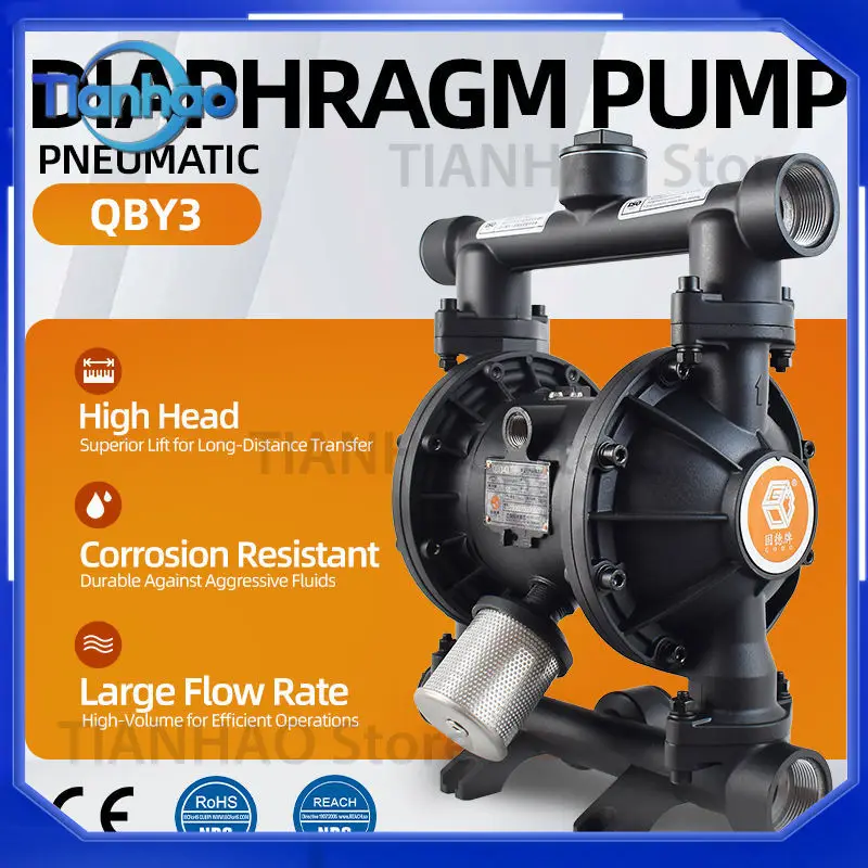 Low Pressure Pneumatic Diaphragm Pump Aluminum Alloy for Wastewater Treatment and Chemical Transfer OEM Customization