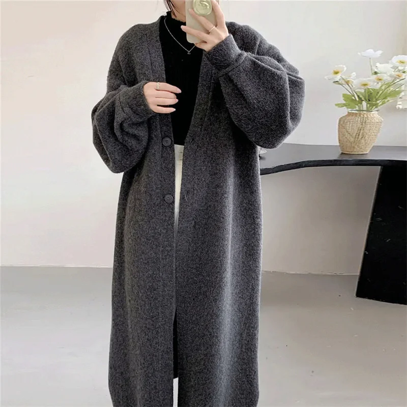 

Mid-Long Cardigans Gothic Womens Fall Minimalist Closure Soft Boxy Cowgirl Fur-Collar Asymmetric Elastic Trendy French-Style Y2K