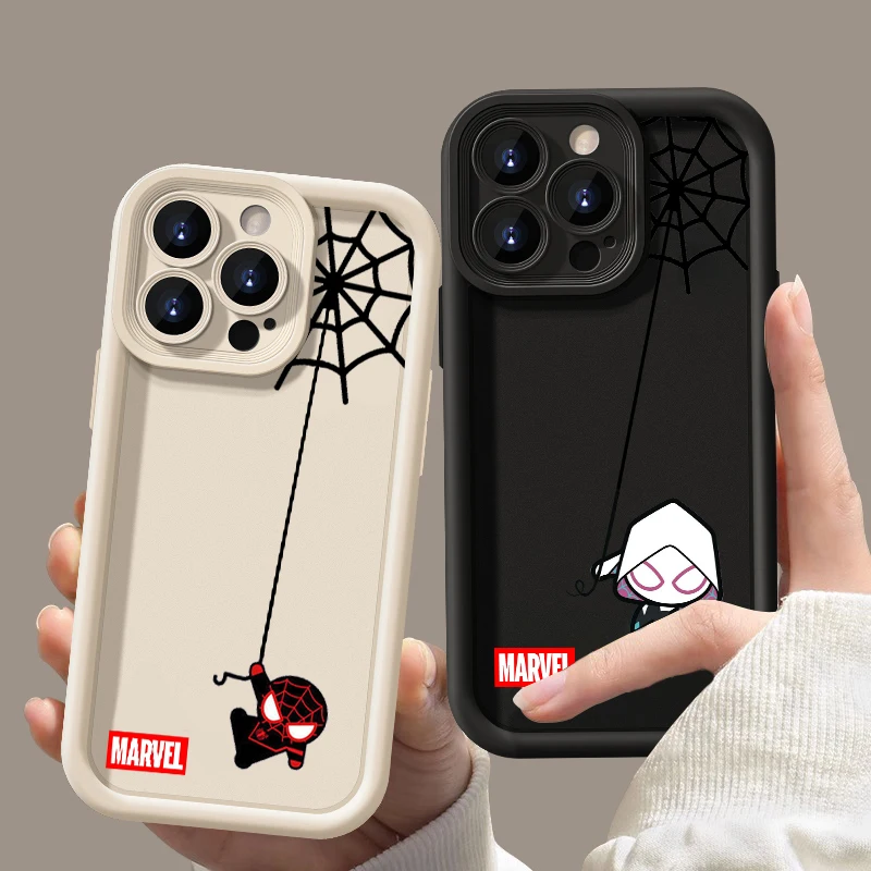 Cartoon SpiderMan Avengers Eye Ladder For Apple iPhone 15 14 13 12 11 XS XR X Pro Max Plus Funda Phone Case