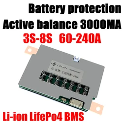 3S 4S 7S 8S BMS Active Balancer Battery Protection Board Lithium LifePo4 Li-ion LIPO 120A 150A 240A 12V 24V Car Start Inverter