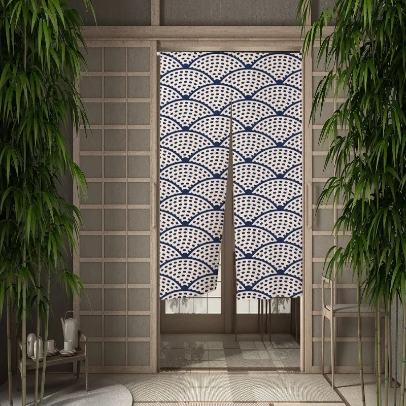 Ukiyo-e Japanese Door Curtain Kanagawa Waves Printed Partition Kitchen Doorway Restaurant Decoration Noren Hanging Half-Curtain