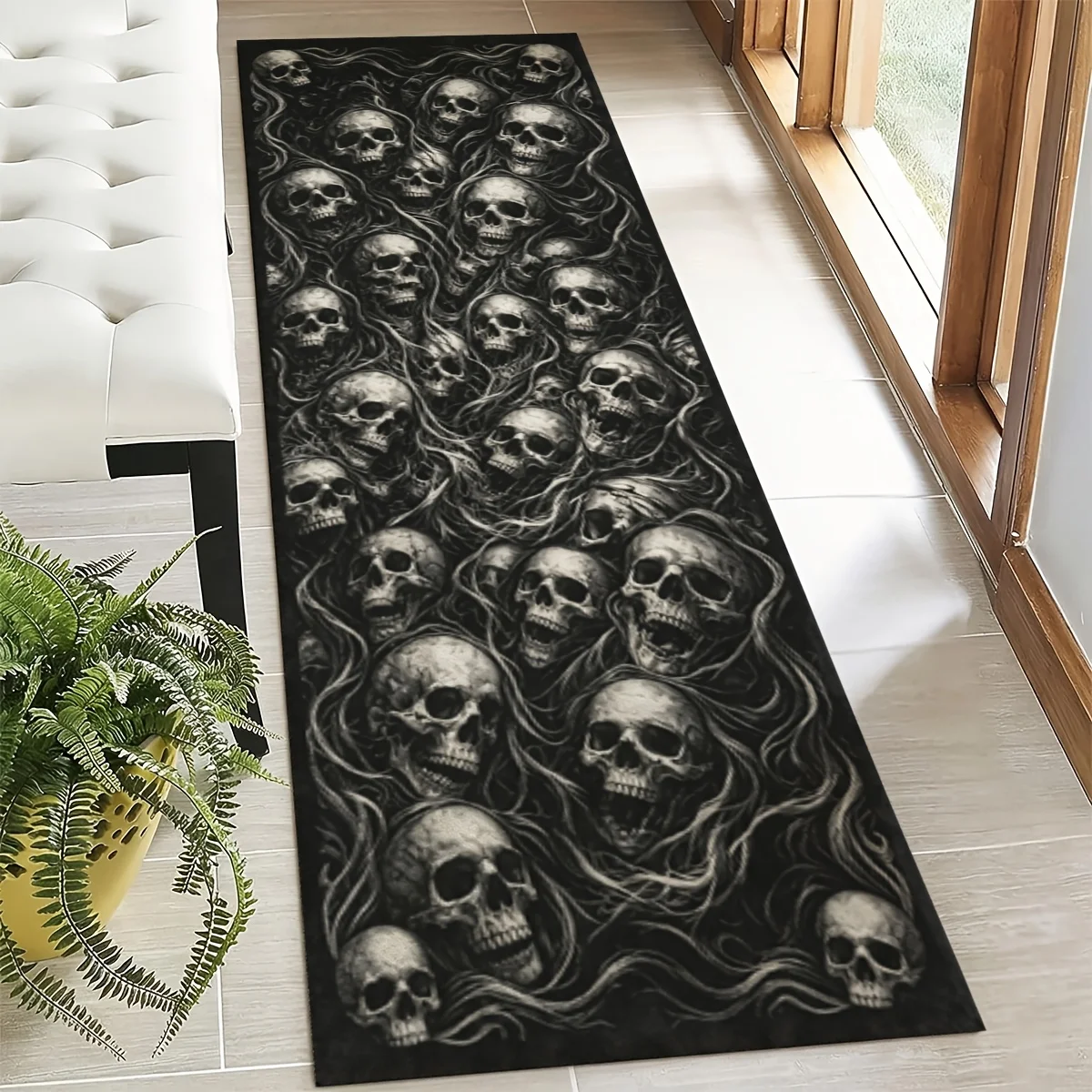 Halloween Scary Skull Printed Runner Rug Large Floor Mat Office Dining Room Bed Front Patio Laundry Back Door Carpet
