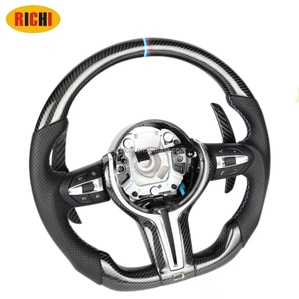 Custom Gloss Carbon Fiber Steering Wheel Fit For  F82 M4 F83 F87 M2 F80 M3 M5 M6 F30 F10 Steering Wheel