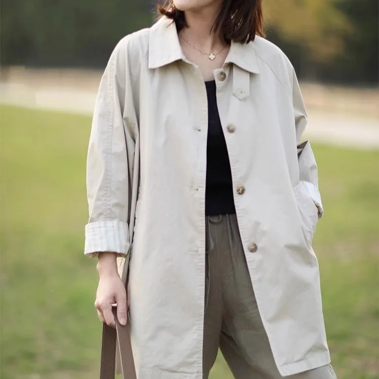 

Повседневная ветровка в полоску с манжетами, женская осенняя модная ветровка средней длины, универсальный топ средней длины, модная верхняя одежда