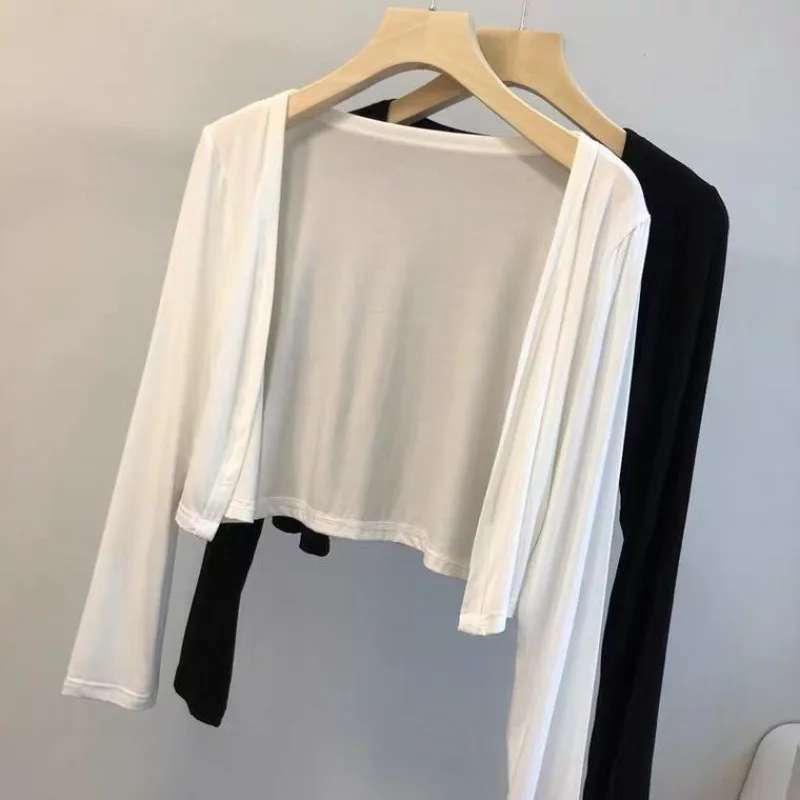 New Shrugs Women Solid Breathable Sun Shading Bolero Shirt Tops Cardigans Korean Style Female All-match Shawl Modal Chic Tops