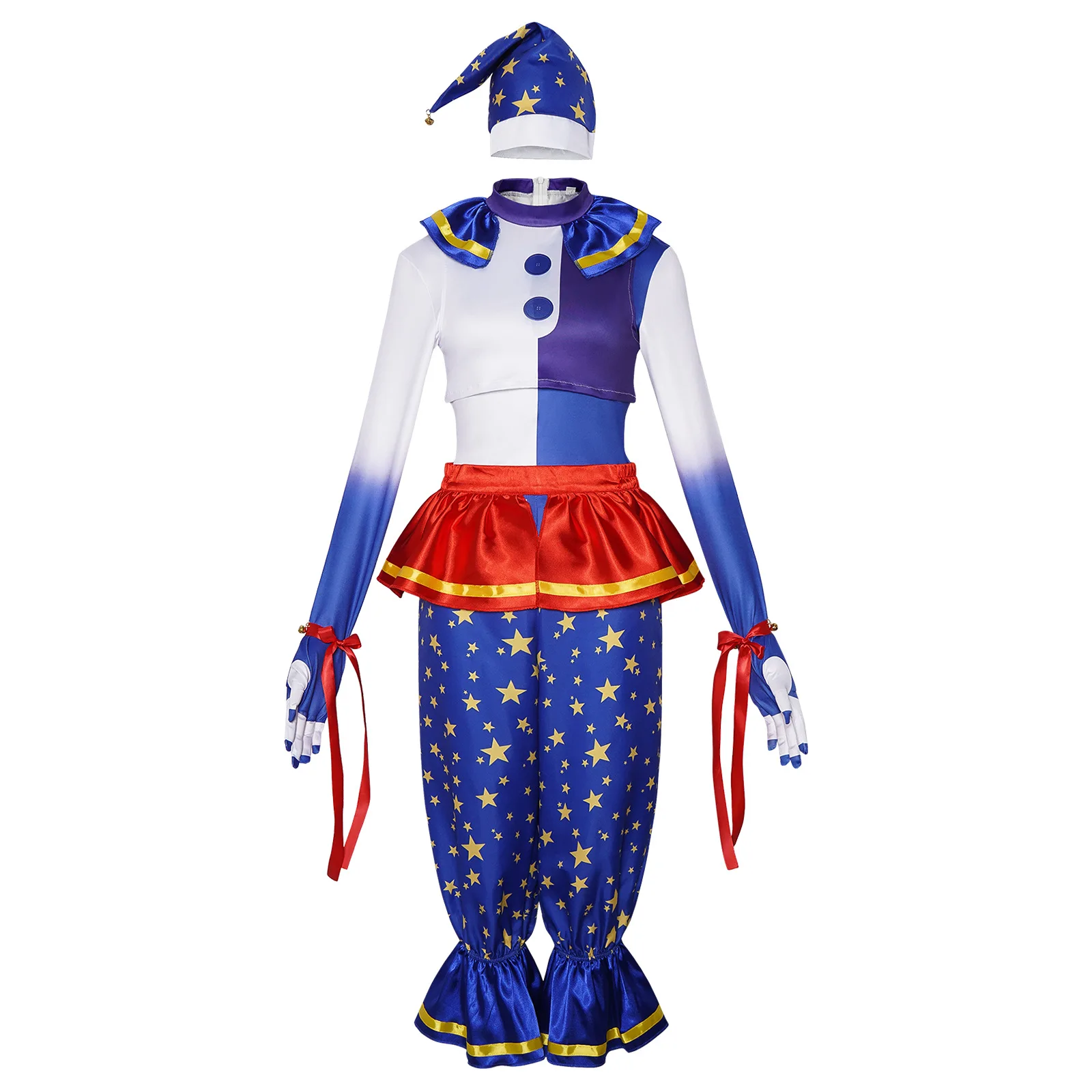 

The Moon Clown Costume Top and Skirt Set Game Character Halloween Cos Costume Party Performance Clothing for Adult