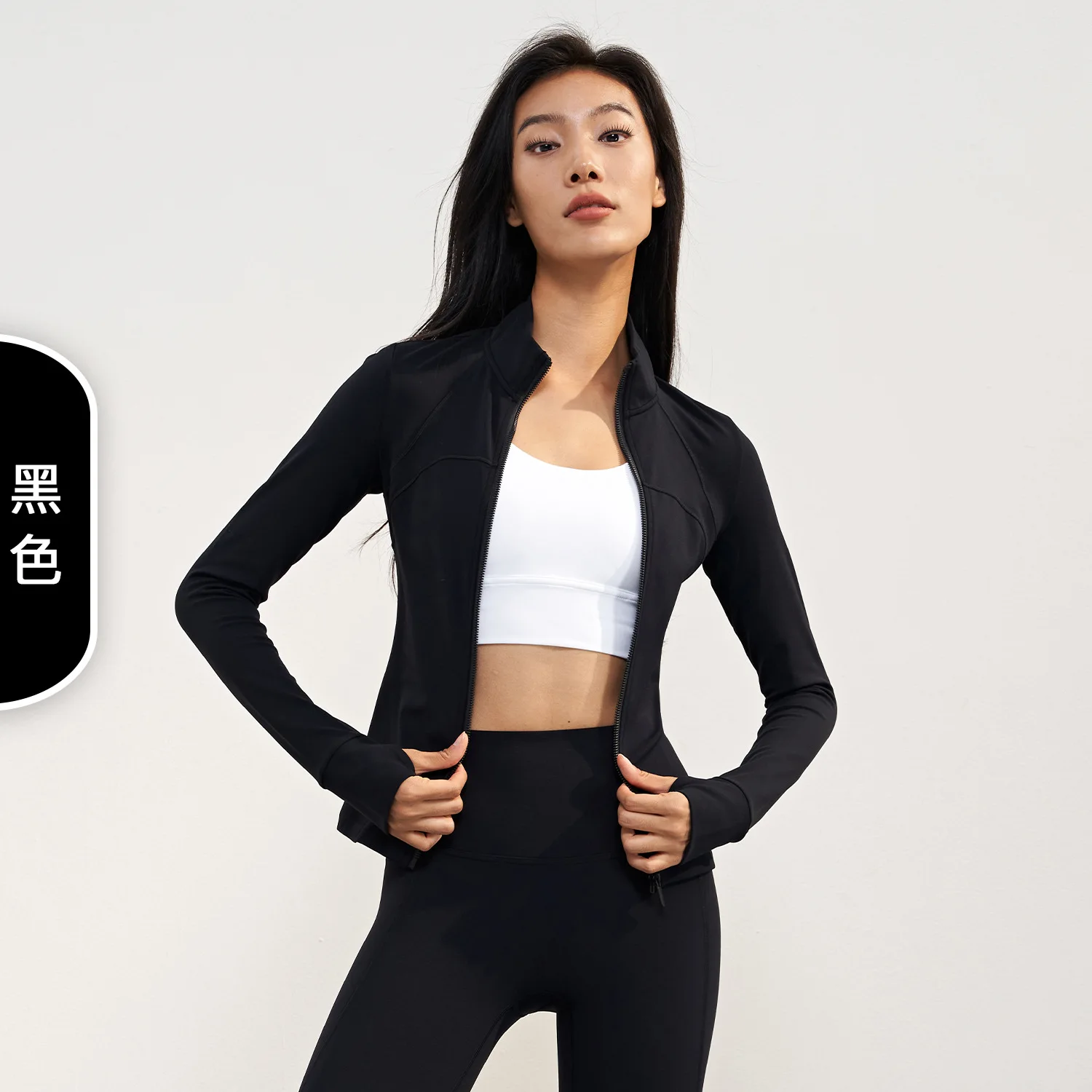 BOWEYLUN Thick Thin Velvet Autumn/Winter Yoga Jacket Top Female Full zipper Stand Collar Running Fitness Sports Coat for Women