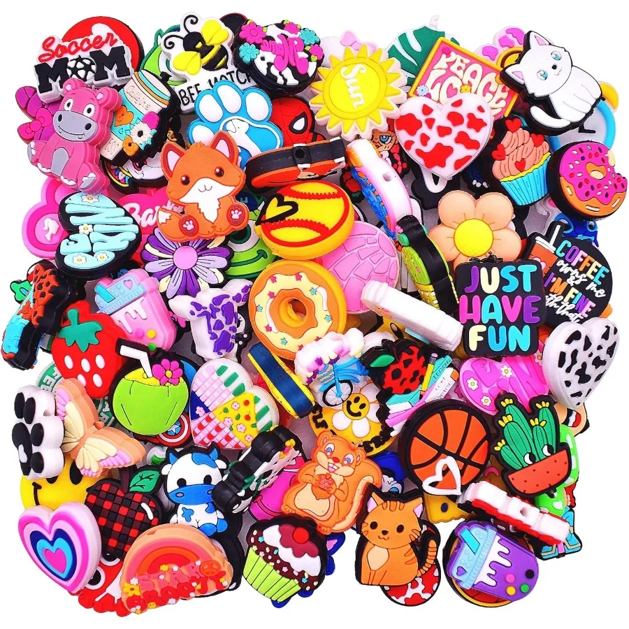 

Random Different Focal Bead for Pens Bulk 50PCS Silicone Focals Bead Mixed Cute DIY Craft Loose Bead for Pen Bracelet Keychain