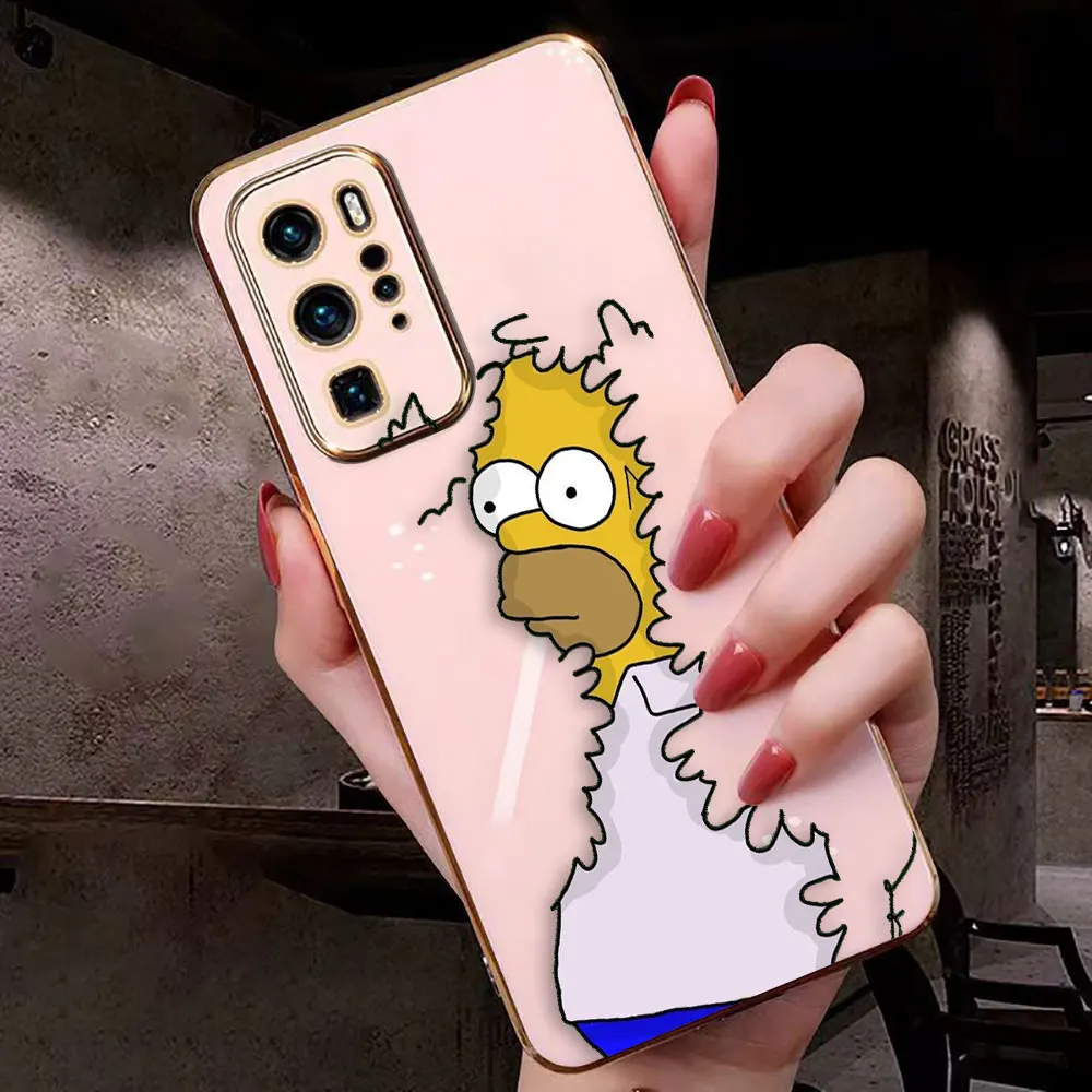 Funny Cartoon H-Homer S-Simpsons Cover Smooth E-TPU Phone Case Huawei MATE 20 20X 30 40 P20 P30 P40 LITE MAGIC 4 5 Y9 PRIME Case