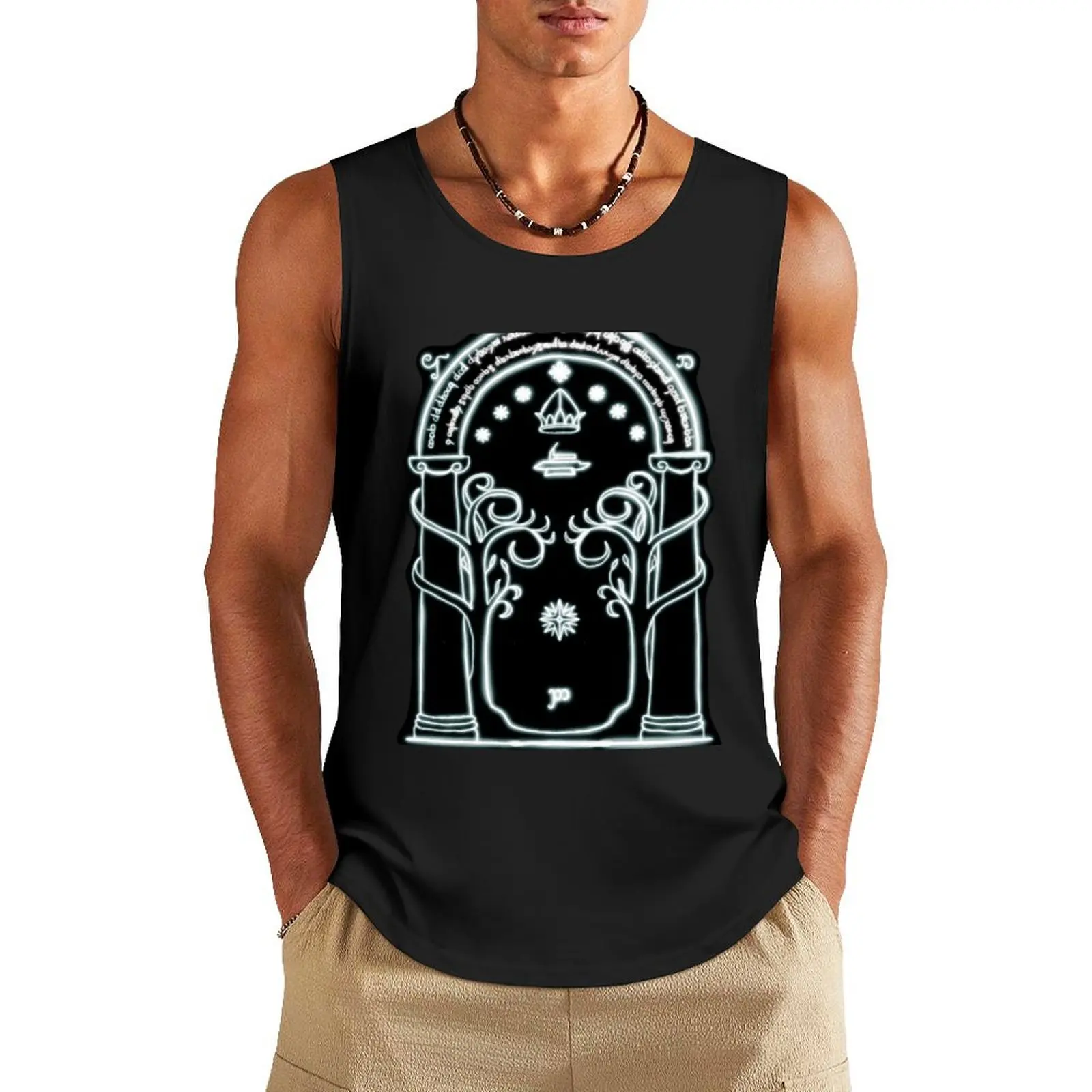 Durin’s Gate to Moria (Glow) Tank Top Fitness men clothing T-shirt sports clothing men