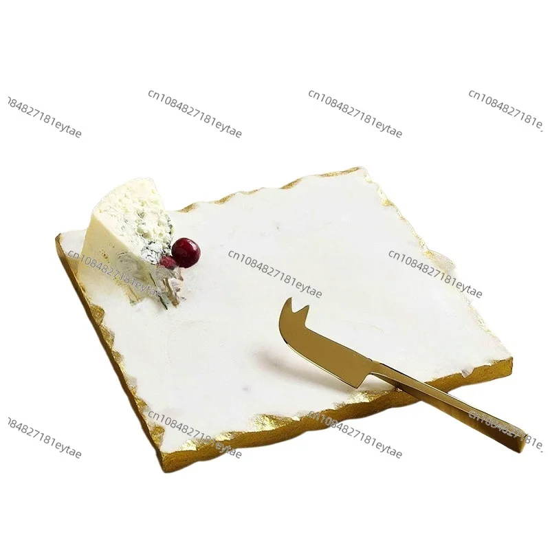 

Поднос из натурального мрамора с золотой окантовкой в европейском стиле, для отеля, дома, ванной комнаты, хранения, ароматерапии, парфюмерии, украшений