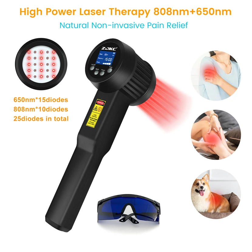 ZJKC Cold Sores Laser Light 808nm 650nm Laser Vet Infrared Light Therapy Device for Pets Chronic Arthritis Soft Tissue Trauma