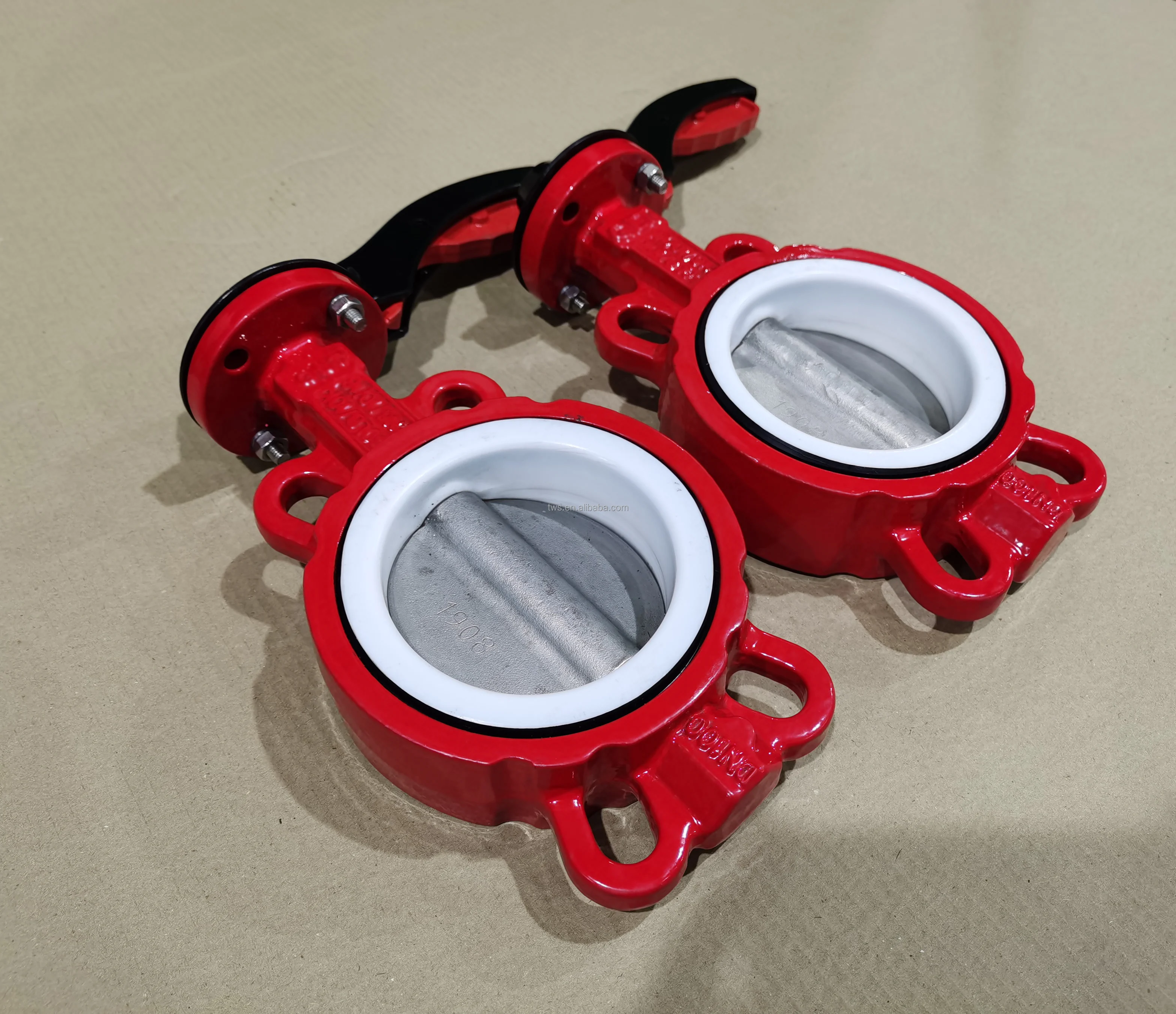 Valvola a farfalla chimica in acciaio al carbonio DN200 con disco rivestito in PTFE