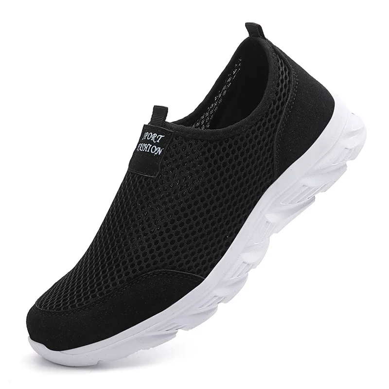 Zapatillas de deporte informales para hombre, zapatos planos vulcanizados sin cordones, de malla ligera, transpirables, para primavera y verano,