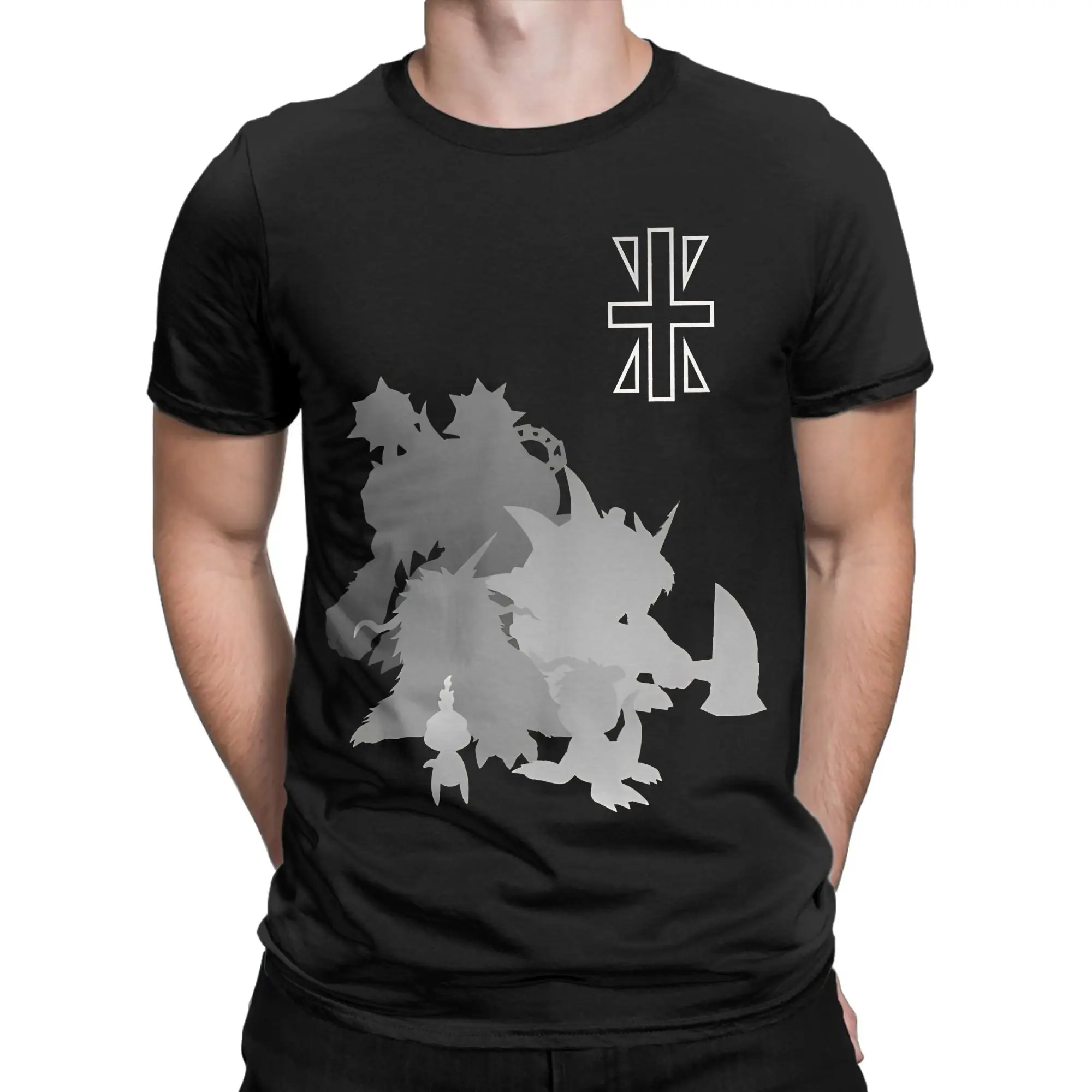 Crest of reliability Funny 100% Cotton T-Shirt D-Digimon Tees Tops For Men