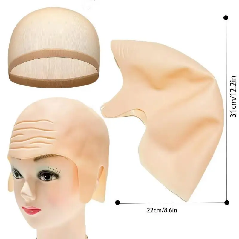 Latex Bald Caps Fashionable Latex Makeup Bald Cosplay Hat Accessories Simulation Design Thick Material Halloween Skull Wig Cap