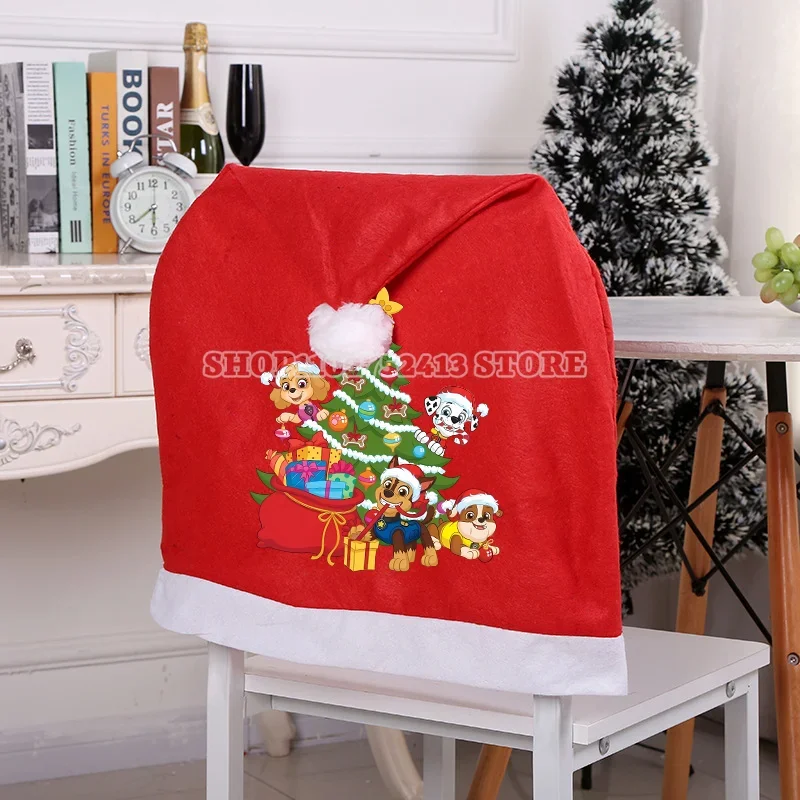 

Paw Patrols Christmas Chair Cover Baby Shower Party Home Dining Table Decoration Cartoon Chase Skye Cloth Covers New Year Gift