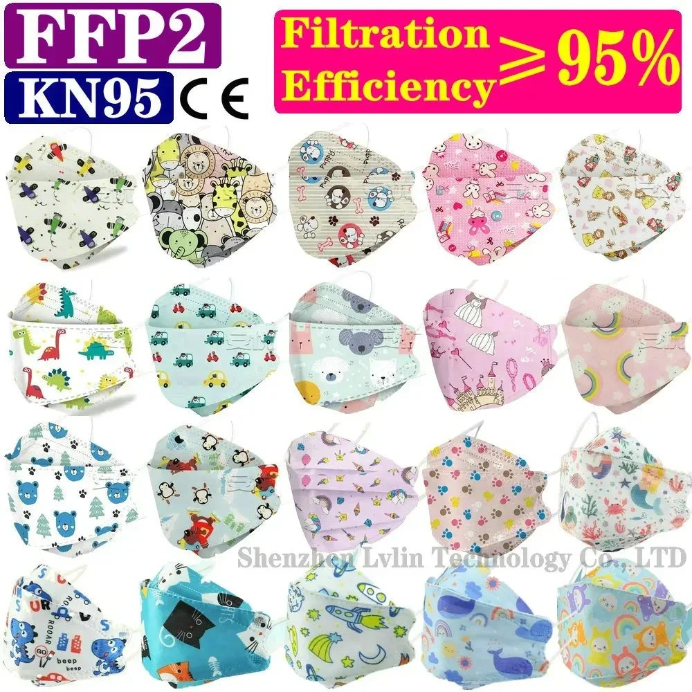 Masker anak FFP2 KN95, anak 4-12 8-15tahun kartun Masque anak laki-laki perempuan anak-anak Mascarillas CE masker wajah keamanan fpp2