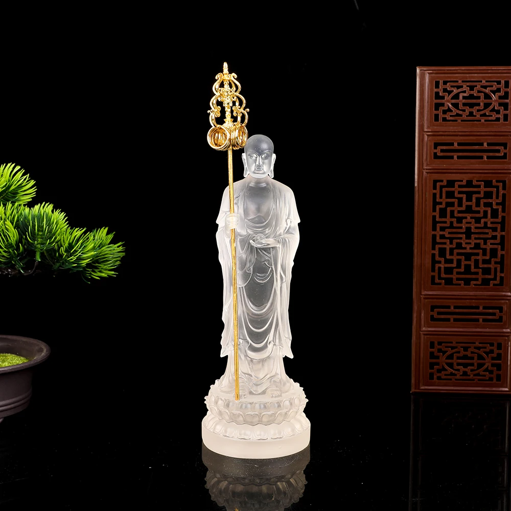 

Glazed King Bodhisattva Buddha statue at home, dedicated to Buddhist halls, temple living room household utensilst Jizang