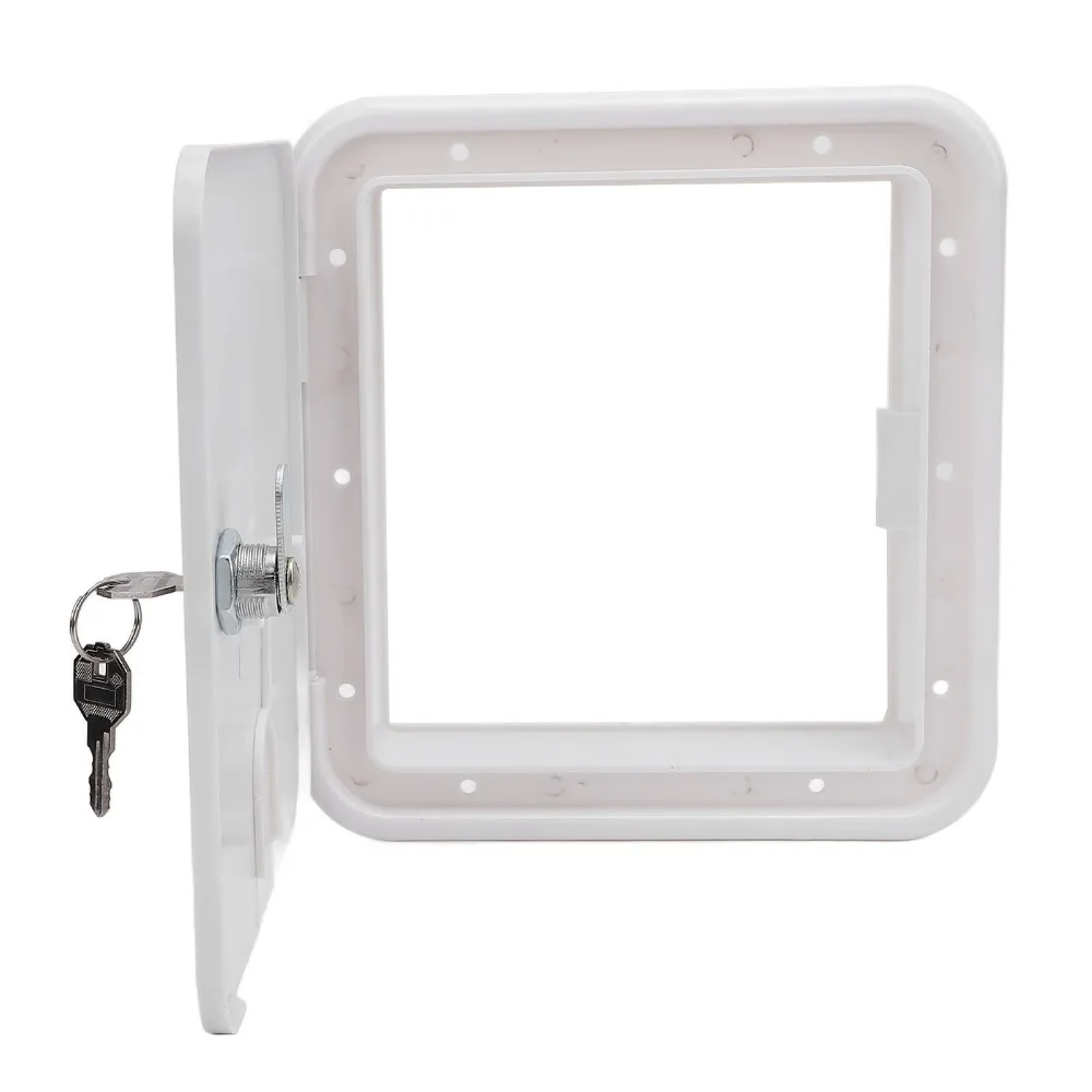 

215*205mm RV Cable Hatch Door with 2 Keys White RV Power Cord Hatch Cover ABS RV Electrical Cable Hatch RV Trailer