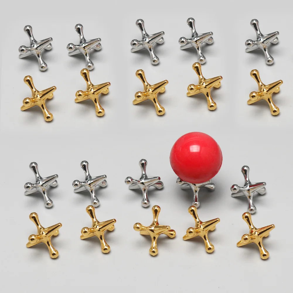 Classic Metal Jacks Set with 1 Balls - 10pc Retro Game, Durable, Enhances Coordination, Ideal for All Ages