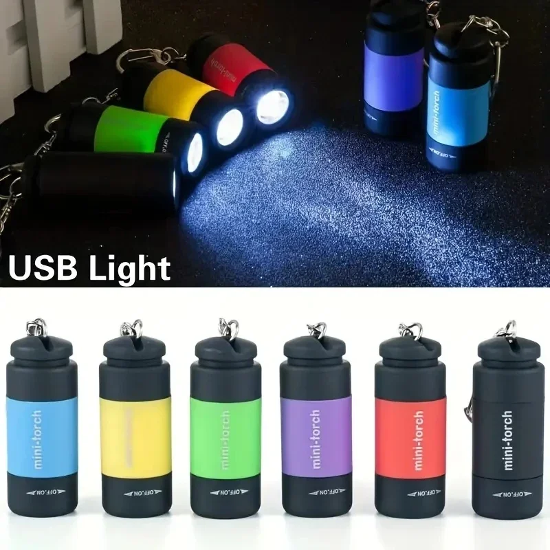 1pc-Ultra Bright Mini Flashlight USB Rechargeable Pocket Keychain Mini Flashlight LED Strong Light Waterproof Travel Portable