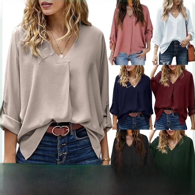 

Large Size Women's Shirt Top Commute Style Long Sleeve Color Lace Splicing Fashionable Women's Blouse