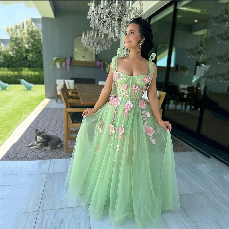 

Eightree Elegant A-Line Prom Dresses Sweetheart Appliques Tulle Evening Dress Saudi Arabia Cocktail Party Ball Gowns Custom Size