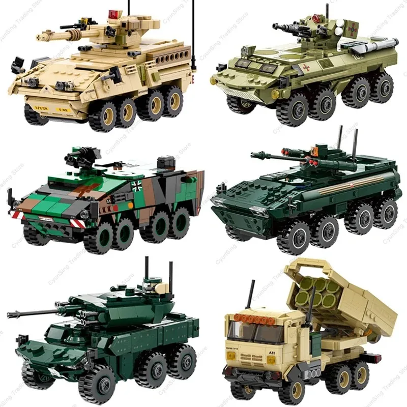 Hot Blocks Military Armor Tank Building Blocks WW2 BTR-4 Infantry Tank M142 Self-propelled Howitzer Model Brick Boy For Toy Gift