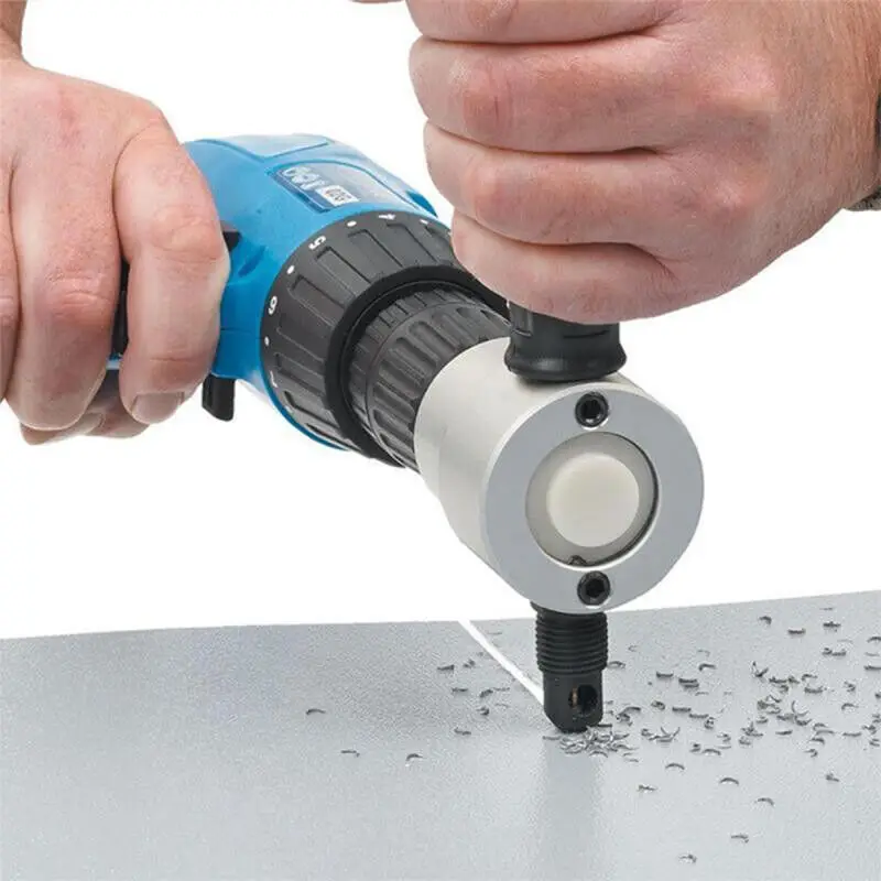 Double Head Sheet Nibbler Metal Cutter Saw Drill Attachment work craft Tool Set