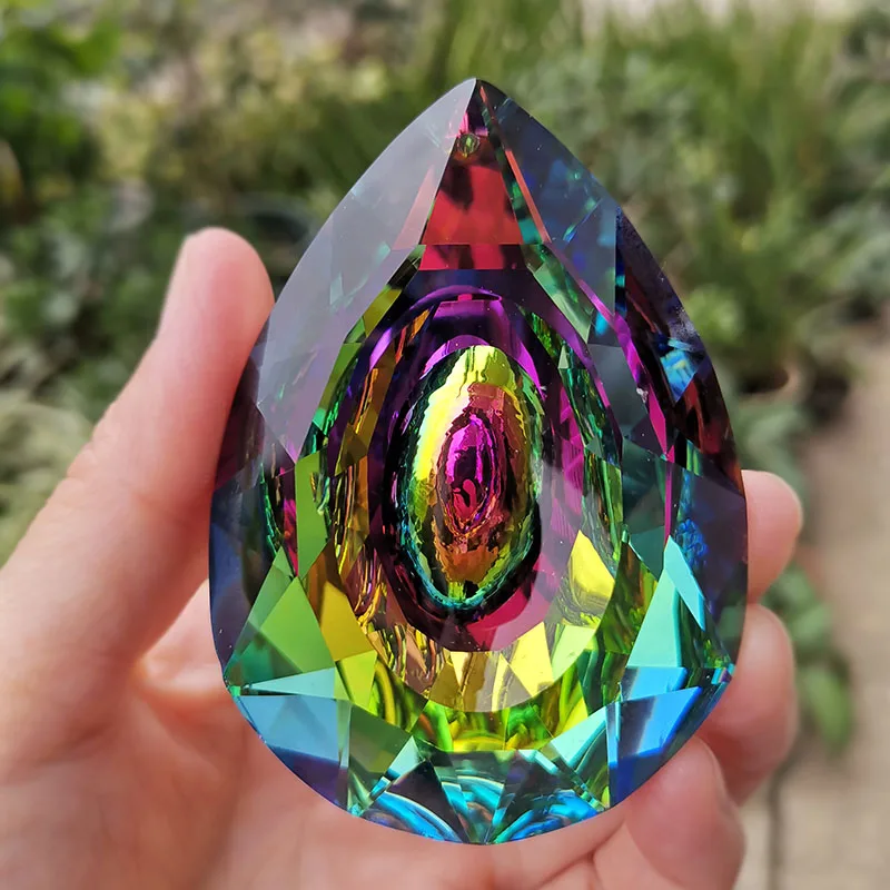 76mm Crystal Prism Suncatcher chakra Hanging Pendant Chandelier Parts Home Decoration Figurine Christmas Ornament Sun Catchers