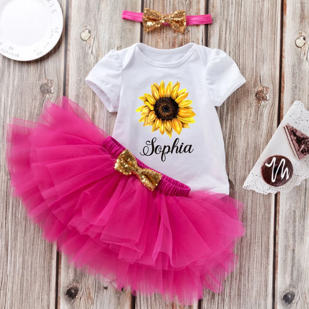 1st Birthday Gift New Born Baby Items Custom Name One Piece Baby Clothes Three Piece Set Clothes Baby Clothing Sets