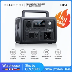 BLUETTI-estación de energía portátil EB3A, generador Solar, batería LiFePO4, Camping, pesca, RV, UPS, Banco de energía, 268Wh, 600W, enchufe europeo