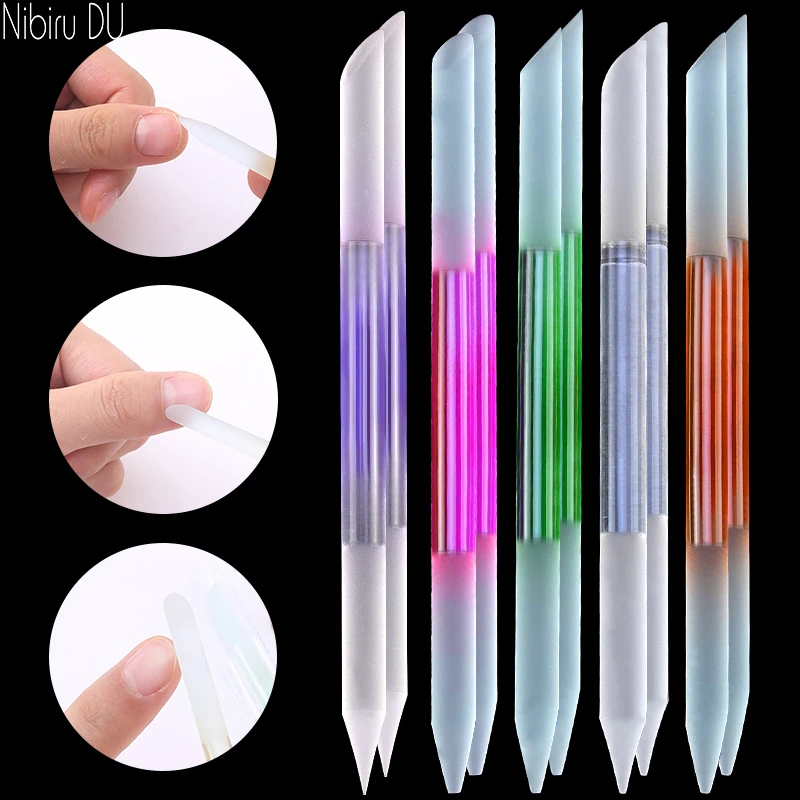 10Pcs/set Nail Art Tools Precision Filing Cuticle Pusher Nail File Set Double Sided Crystal Glass Nail Files Manicure Pedicure