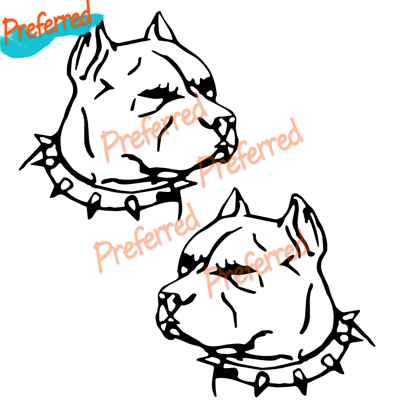 2x Pit Bull Dog Face Car Truck Window Wall Laptop Vinyl Stickers - Customizable in Any Sticker Size -No Background