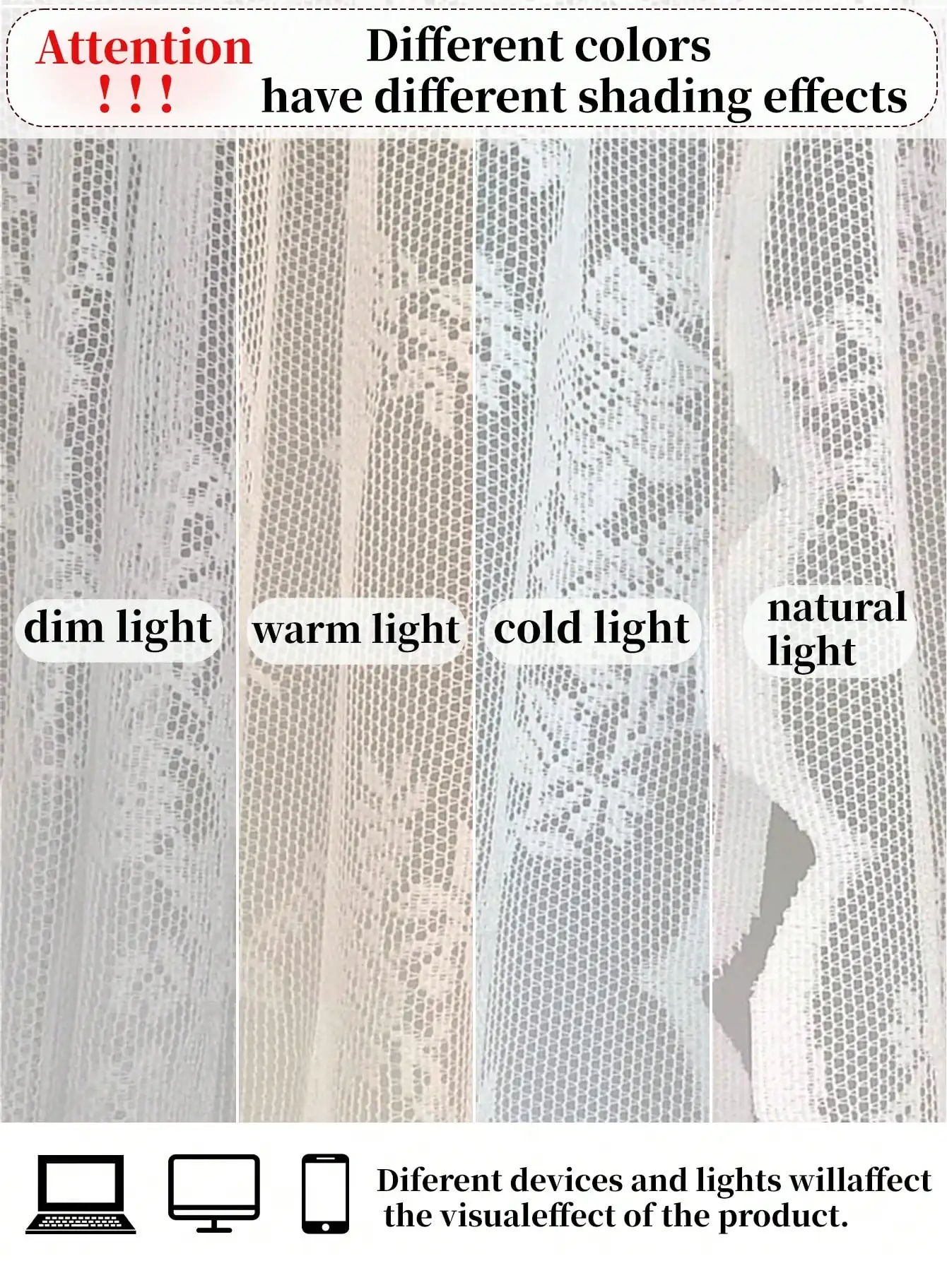 1pc Solid Color Wavy Lace Sheer Curtain, Lightweight Translucent Non-Transparent, Living Room Lace Curtain, Balcony Blackout Window Sheer, Room Divider Curtain, Suitable For Living Room, Bedroom, Balcony And Other Decorative Door Curtains, Back To School