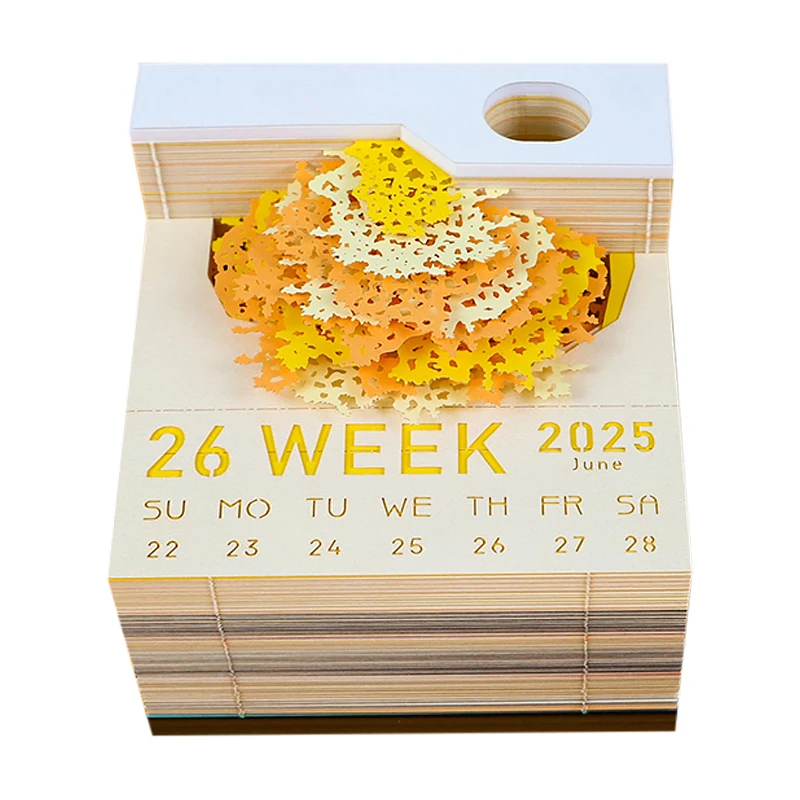 Calendrier de bureau en arbre avec lumières LED, bloc-notes 2025, bloc-notes créatif, bloc-notes de notes de bricolage, calendrier d'art 3D, papier caraté